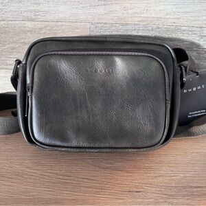 Bugatti Charcoal Leather Belt Bag